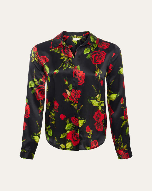 Tyler Rose Button-Front Silk Blouse
